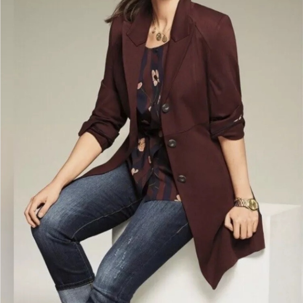 Cabi Boss Long Jacket in Currant Wine
